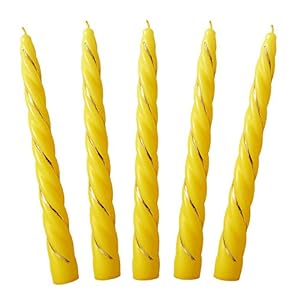 Meissner-Handel Gold Verzierte Spitzkerzen, 5er Pack