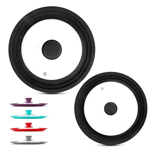 Modern Innovations Universal Lids (Set of 2) Fits 7 to 12-Inch Cookware, Silicone Replacement Pan Lid, Glass Top Covers for Skillets, Pots, Frying Pans, Cast Iron, CrockPot - Black