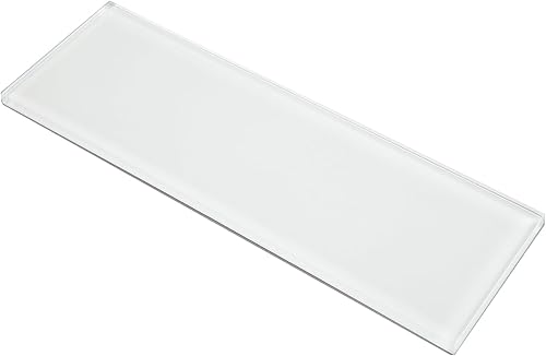 Lovdeco Azulejo de metro de vidrio blanco, vidrio blanco para baño, cocina, ducha, pared contra salpicaduras, 4 x 12 pulgadas, 4 pies cuadrados