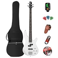 Bass Guitar - The 4 string electric bass is constructed with a wooden body, it features solidity, so you can play it freely. This heavy, durable guitar can withstand years of wear and tear. With a polished surface, the bass looks smoother and shiny, ...