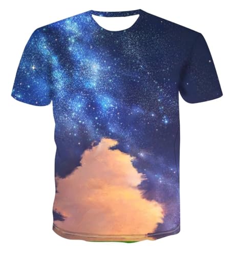 T-Shirt Homme 3D Évite la Décoloration Haut Été Ciel Étoilé Casual