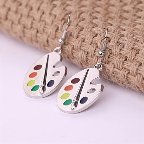 FOXBI Palette de Peinture balancent Boucles d'oreilles Goutte Mignon Dessin animé coloré Boucle d'oreille Unique Art Design Boucle d'oreille Bijoux Cadeau pour Peintres Artistes Cover