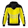 Mens Hi Vis Hoodie Safety Work Wear Sweatshirt Security Reflective Tape High Viz Hoodie High Visibility Pullover Hooodie Top Front Zipped Pocket S/2XL (Black Yellow, XXL) #3