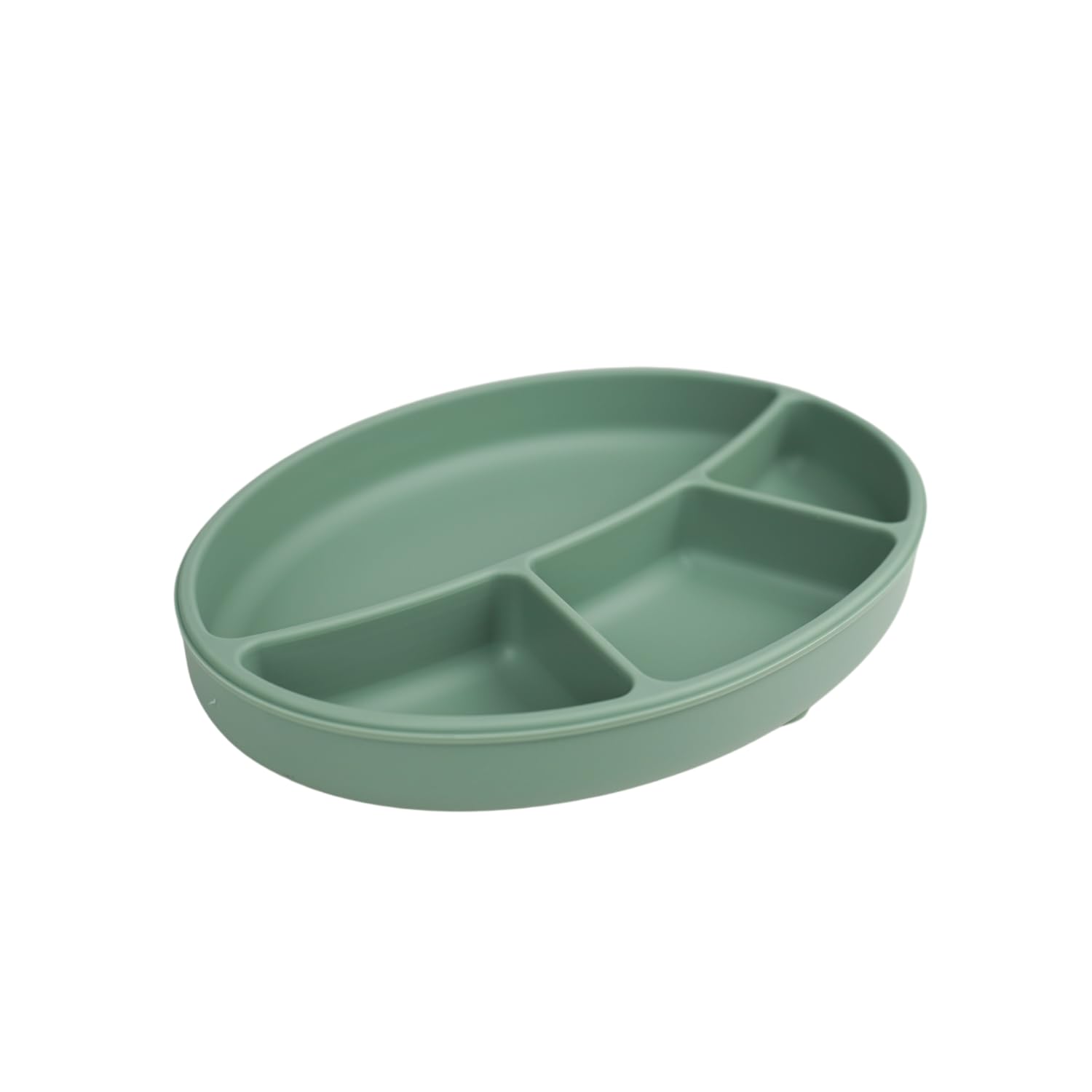 Thermobaby - Piatto in silicone con scomparti - Piatto a ventosa per neonati - Piatto Bebe - Piatto infrangibile per neonati - Antiscivolo - Lavabile in lavastoviglie e forno a microonde - Verde