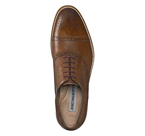 Image of Johnston & Murphy Men's Conard Cap Toe Tan Italian Calfskin 9 Wide