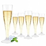 Kozdtiz Sektgläser Plastik, 50 Stück Sektgläser Kunststoff, 135ml Mehrweg Plastik Champagnergläse für Garten Hochzeitstag Duschen Partys Transparent 16,4 x 5.8 cm