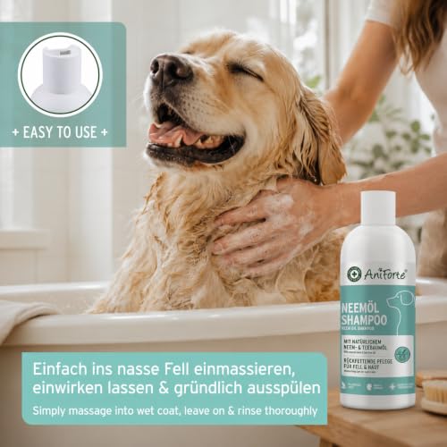AniForte Neemöl-Shampoo für Hunde 500ml - Hundeshampoo gegen Juckreiz und Milben, Pflegend, leicht kämmbar, Fellpflege & Glanz, angenehm im Geruch