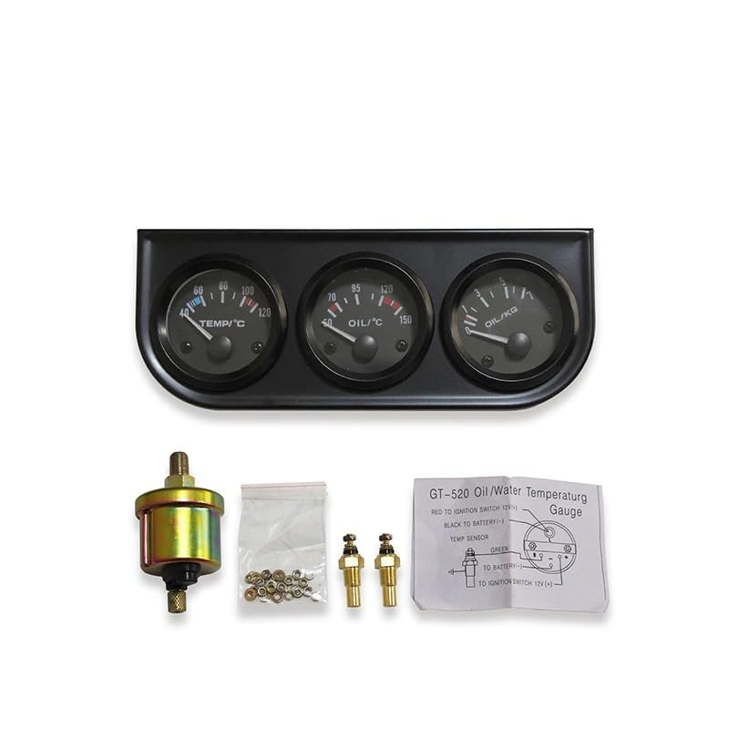 Juego 3 relojes de salpicadero universales temperatura de refrigerante y presión y temperatura de aceite. nuevos