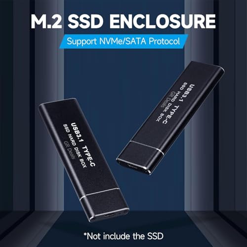 Image of M.2 NVMe /SATA Dual Protocol Mobile Hard Disk Case USB3.1 Type-C External SSD Enclosure Aluminum Alloy Shell(1 Cable).
