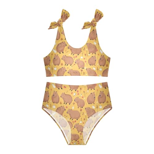 Wusikd Capybara Girls Swimsuits Two Piece Orange Swimwear Bikini Set for for Girls Size 3T3