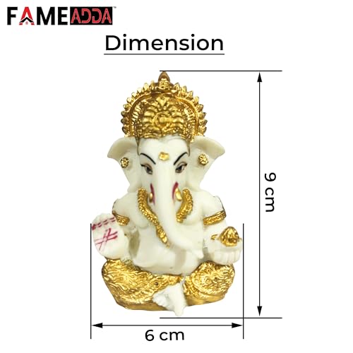 Image of 3.5 Inch Ganesha Idol Car Dashboard Idol Ganesha Murti Ganpati Idol for Home Decor Lord Ganesh Statue Gift for Office Desk Puja Room Figurine Decoration (Off White)