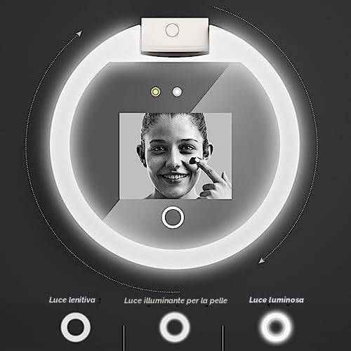 Specchio compatto da viaggio con fotocamera UV, ingrandimento 2x, specchio UV portatile con luci che controllano la protezione solare facciale specchio per il trucco LED, specchio da viaggio