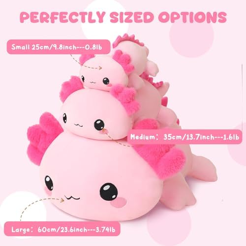 SQEQE Weighted Axolotl Stuffed Animals, Weighted Pink Axolotl Plush, Cute Plushies Toy Gift for Kids Adults (9.8 Inch, 0.8 Lbs) - 2