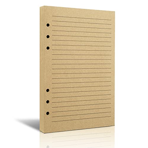 Papier ligné A5 rechargeable pour classeur 6 anneaux, feuilles vintage pour planificateur journal