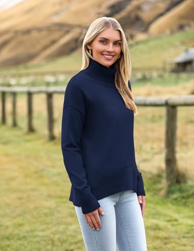 Image of Zeagoo Women's Turtleneck Sweater 2026 Fall Winter Chunky Knitted Pullover | High Low Hem Trendy Basic Jumper Top, Long Sleeve Casual Knit Pullover 2026, Fall Fashion Outfits, Winter Clothing for Women
