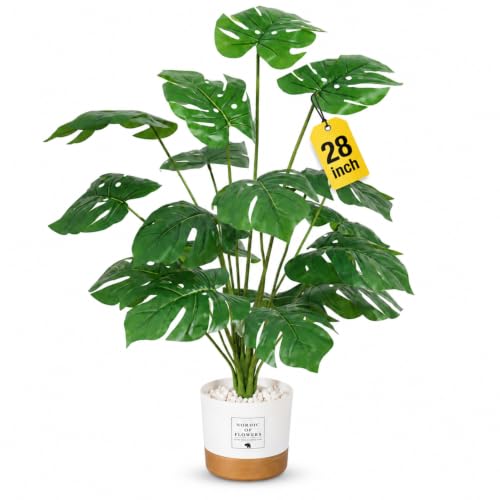 Guheake 28' Fake Plants Large, Tropical Palm Tree Artificial Monstera Faux Plant Tree with Pot for Home Office Living Room Decor Indoor