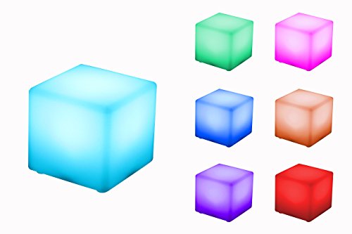 7even® LED-Cube 10 x 10 x 10 cm Leuchtwürfel/Tischlampe 16 Farben Farbwechsel/RGB-LED Dimmbares Stimmungslicht inklusive Akku, Fernbedienung und Ladegerät