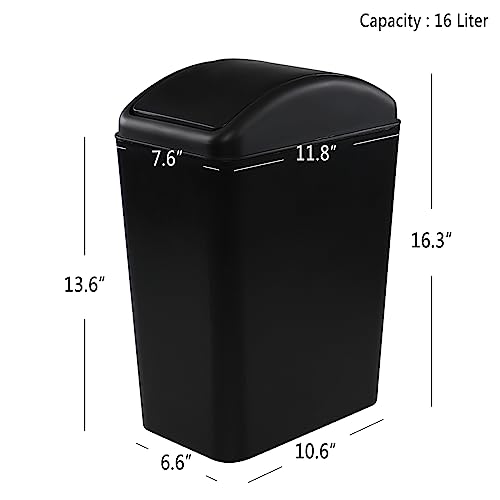 Caneca de basura rectangular de plástico 16 L negra miniatura 2