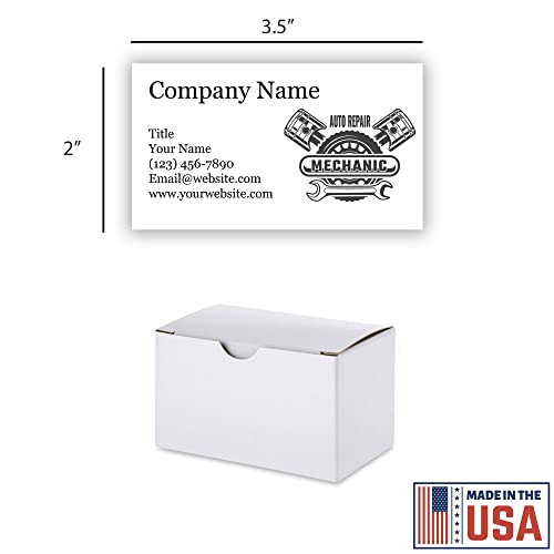 Personalized Business Cards - 3.5\" x 2\" - Thick Sturdy 300GSM Cards - Small Business Designs - 100% Made in the U.S.A. - 100 or 500 Cards (Mechanic, 100)