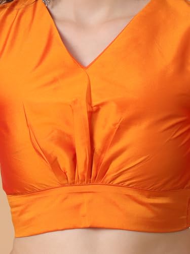 Image of Frolic Rolic Premium Silk V-Neck Blouse Readymade Saree Blouse - Designer Puff Sleeve Blouse for Wedding