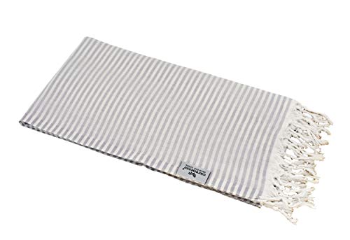 Hamamtuch Streifen 90 x 180 cm hellgrau 100% Baumwolle I Sehr…