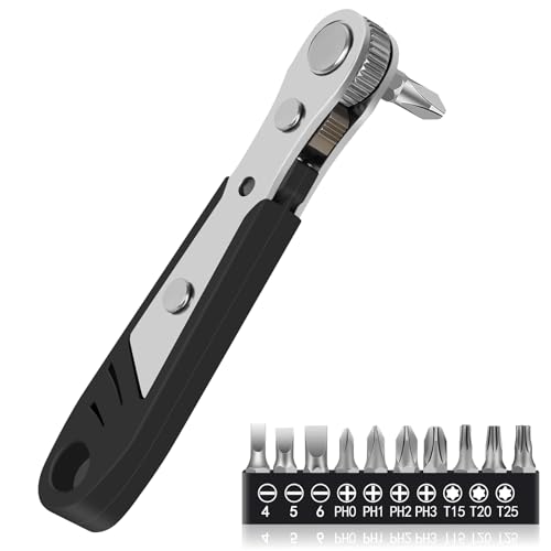 EAMIFARU 10-In-1 Angled Ratchet Screwdriver Set，90...