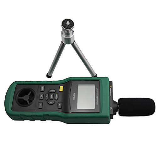 Image of Multi-Functional Environmental Meter Anemometer Sound Level Air Flow Meter LUX Meter Luminometer Humidity Temperature Meter with Tripod