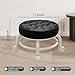 HPONQIONE Round Rolling Low Stool- PU Leather Low Stool 360° More Comfortable Swivel with Thickened Sponge Cushion for Nail Salon, Pedicure, SPA and Home (Black)