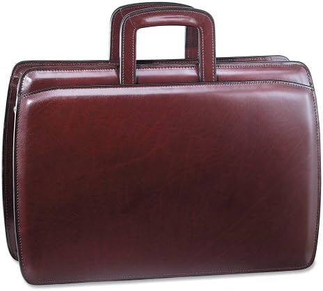 Jack Georges Mens [Personalized Initials Embossing] Elements Slim Leather Briefcase in Burgundy