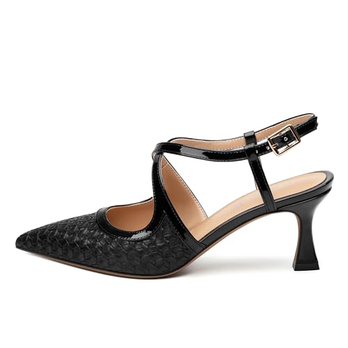 Women’s Pumps Kitten Heels Closed Pointed Toe Heels Strappy Slingback Wedding Party Dress Shoes 2.5 Inch2