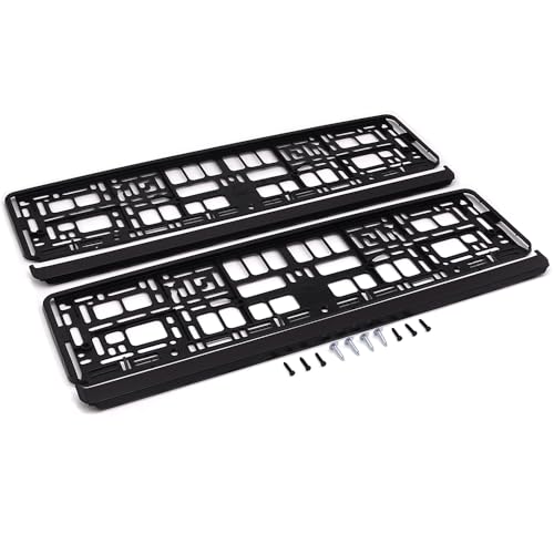PlatePlus - Number Plate Holder For Car - Registration License Number Plate Holder Frame, Caravan, Trailer - Car Registration Plate Holders - Black, Modular System, ABS Plastic, Set of 2
