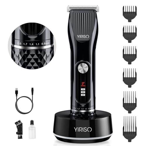 YIRISO Hair Clippers for Men Professional, Electric Razor for Men Beard Trimmer, Turbo-Powered IPX6 Waterproof Hair Trimmer with Adjustable Precision Dial & 6 Guide Combs & Recharge Dock