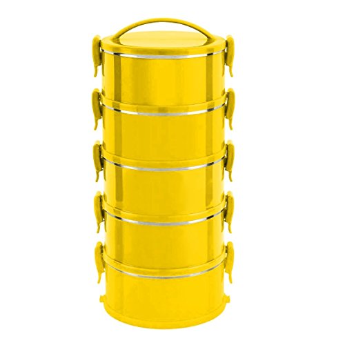 Conjunto 5 Peças Marmita Termoprática Amarela - Uso em Micro-ondas