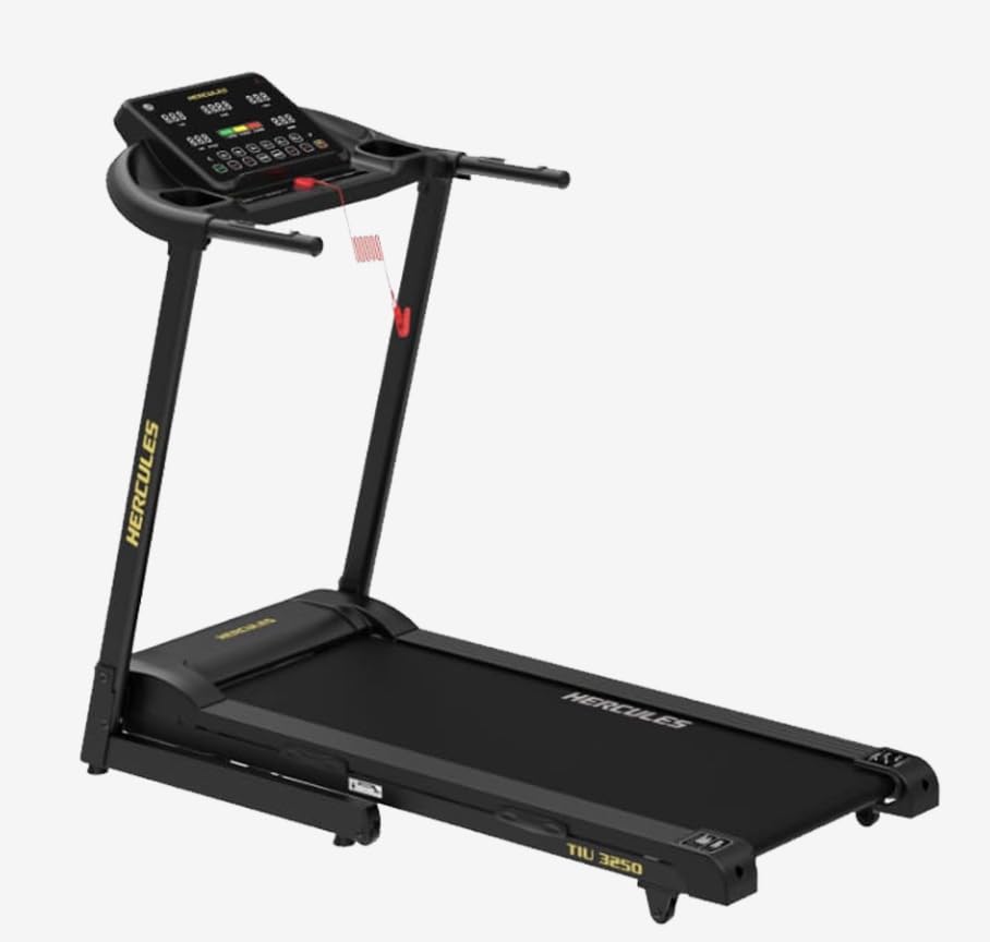 Image of Hercules TIU3250 Motorized Treadmill with Auto Incline | 3HP DC Motor | 14 km /h Speed | 15-Level Incline | LED Display | Home Use Fitness Machine