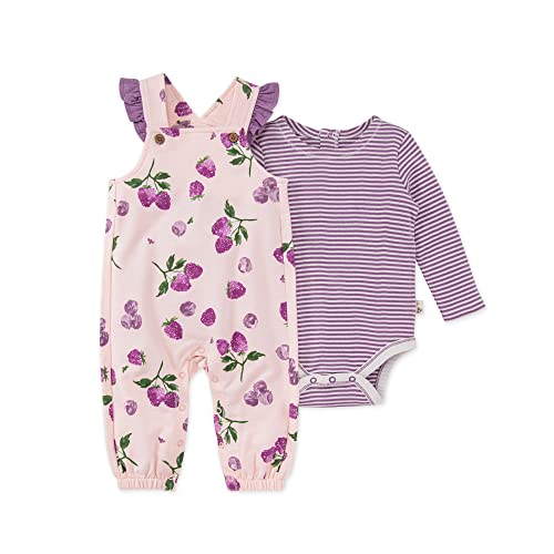 Image of Burt's Bees Baby Girls Romper Jumpsuit, 100% Organic Cotton One-piece Coverall And Toddler Layette Set, Sweet Wildflower Berries, 6 Months US