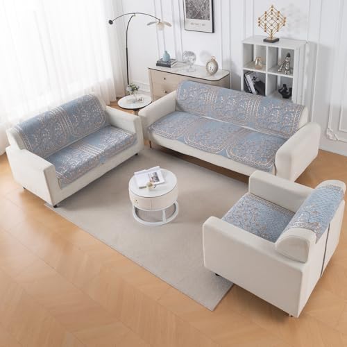 Image of HOKIPO Neel Baari Premium Chenille Jacquard Sofa Cover 6 Seater Set - Washable 3+2+1 Sofa Panel for Seat & Back | 'Royal Aangan Series' (IN-1008 * 2 + IN-1007 * 2 + IN-1006 * 2-L3)