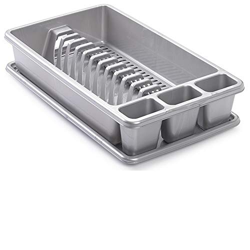 Generico Egoutoir Per Piatti 12 Posate 45 X 26 X 9 Cm Colore Grigio Argento