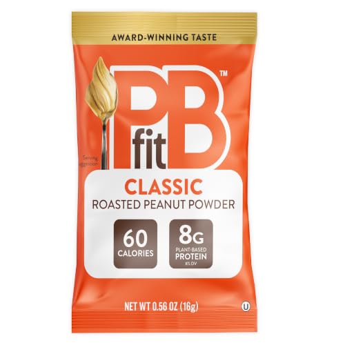 Image of PBfit Classic Peanut Butter Powder Packets, Powdered Peanut Spread From Real Roasted Pressed Peanuts, 8g of protein 8% DV per packet, 0.56 oz (Pack of 30)