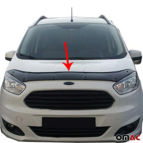 Omac Front Bug Deflector For Transit Connect 2014 To 2019, Hood Protector, All Weather, Black #TOP4