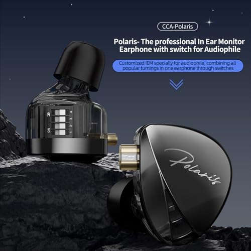Image of CCA Polaris 4 Tone Adjustable in Ear Monitor Headphones, Dynamic Dual Driver IEM Earphones, HiFi Stereo Gaming Earbuds with 2pin Detachable Cable