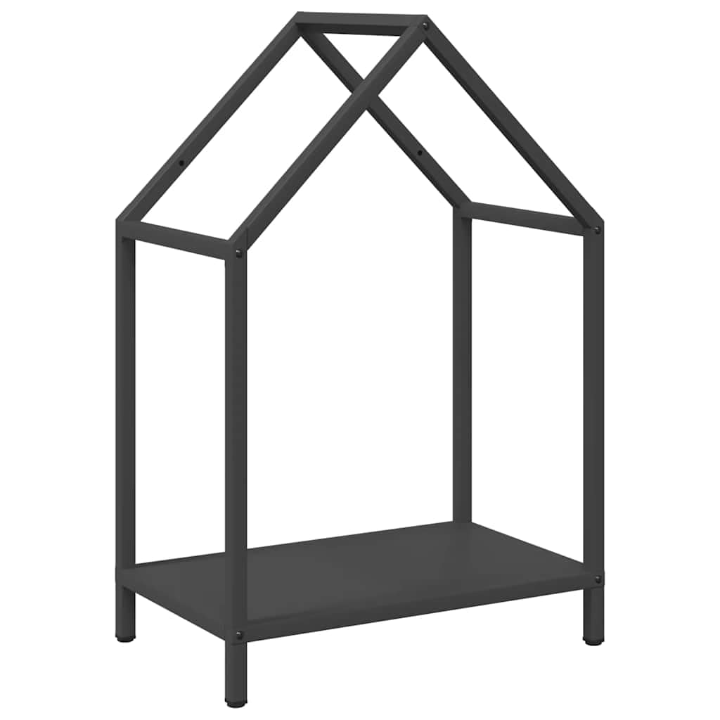 Wytrzymały stojak na drewno opałowe, stalowy uchwyt na drewno walcowane na zimno, do użytku wewnątrz i na zewnątrz, 40 x 25 x 60 cm, czarny metalowy stojak do przechowywania, pojemność 100 kg