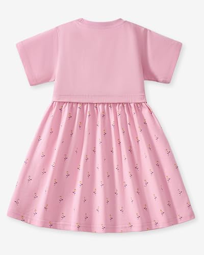 Image of Girls Cotton Long Sleeve Casual Cartoon Appliques Striped Jersey Dresses