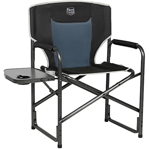 Timber Ridge Directors Chair Heavy Duty Folding Aluminum Camping Chair Adults with Side Table Lightweight Camping Chair Supports 150kg Portable for Outdoor Camping Festival BBQs Black Cover