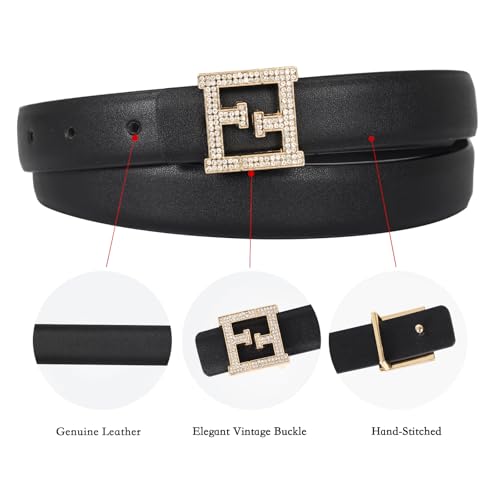 Image of Aurolran Women's Leather Belt with Buckle - Ideal for Dresses, Jeans, and Coats