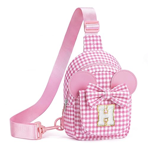 Image of Anoup Initial Crossbody Bags for Girls Kids Toddler Birthday Gifts, Pink H | 2 3 4 5 6 7 8 Year Old Girl Birthday Gift, Sling Bags for Kid Girls, Toddler Purse, Gifts for Granddaughter Sister Daughter