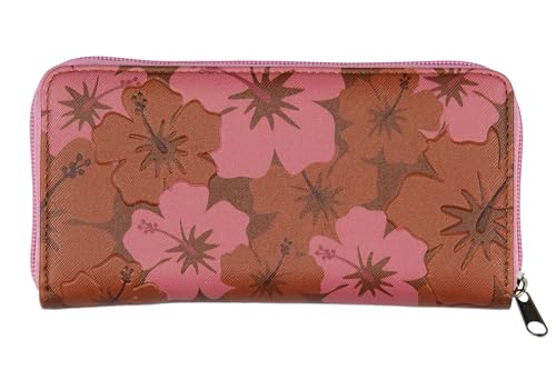 Disney Lilo And Stitch Allover Floral Stamped Design with Stitch Faux Leather Full Zip Wallet Bi-Fold2