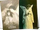  Vintage, Nostalgie. Engel. 2 x Alte Ansichtskarte / Postkarte s/w u. farbig, gel. 1903 u.1 x ungel., 1 x Zwei beteb´nde Engel : Friede. 1 x dezente Goldprägung : Engel mit Blumen
