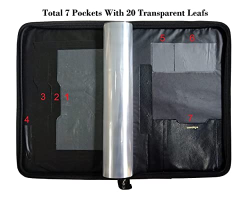 Image of Professional Portfolio File Folder | Document Holder with 20 Leafs Unique PU Leather File for Home & Office Document File Folder with 20 Leafs for Men & Women (Black Jeans Pattern)