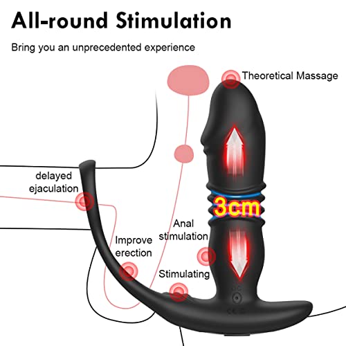 JFRong Tragbar Analvibratoren mit stoßfunktion, Analplug mit 8 Teleskopmodi & Vibrationsmodi, Prostata Stimulation Anal Dildo Vibrator mit Fernbedienung Sexspielzeug für die Männer Fraun Paare(B)