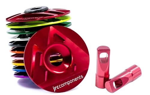 JRC Components Headset Stem Top Cap & Valve Cap Bundle – Lightweight 6061-T6 Aluminium Stem Top Cap with Bolt (1-1/8") & Presta Compatible Valve Cap Set | Road & MTB